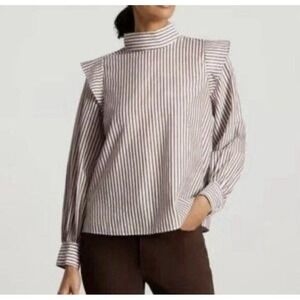 Everlane Stripe Button Shirt Women's Sz 4 Long Sleeve Preppy Classic Work NWT